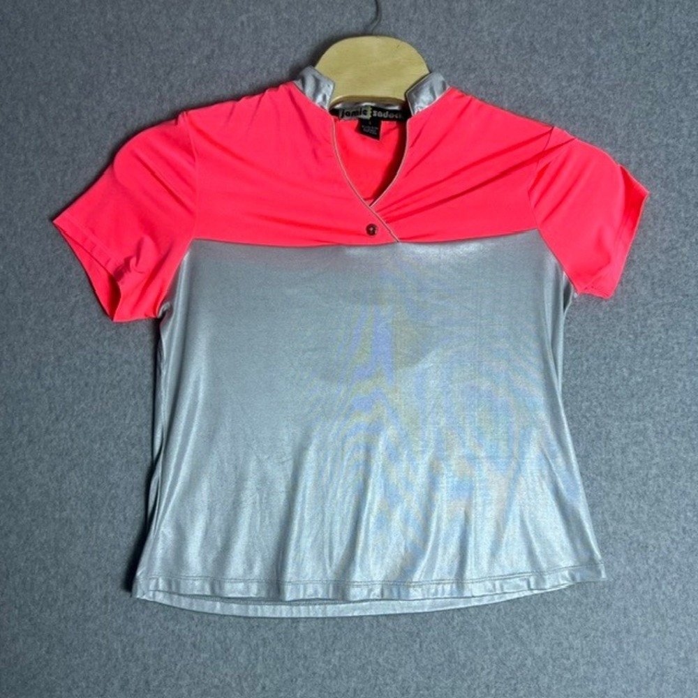 Jamie Sadock Golf Polo Shirt Athletic Top Short Sleeve Pink Silver‎ Size Large